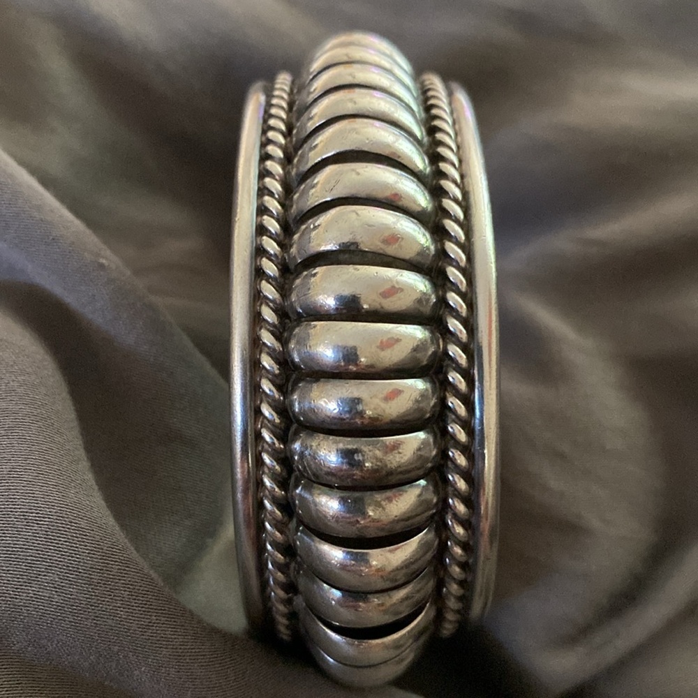 Priscilla Apache Navajo Designed Sterling Silver Cuff Bracelet - Picture 2 of 9